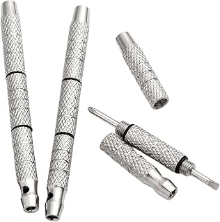 2 Pcs Multifunctional Mini Glasses Screwdriver 4 in 1 Eyeglass Screwdriver Repairing Tool Hex, Phillips, Flat, Torx Head (Knurling)