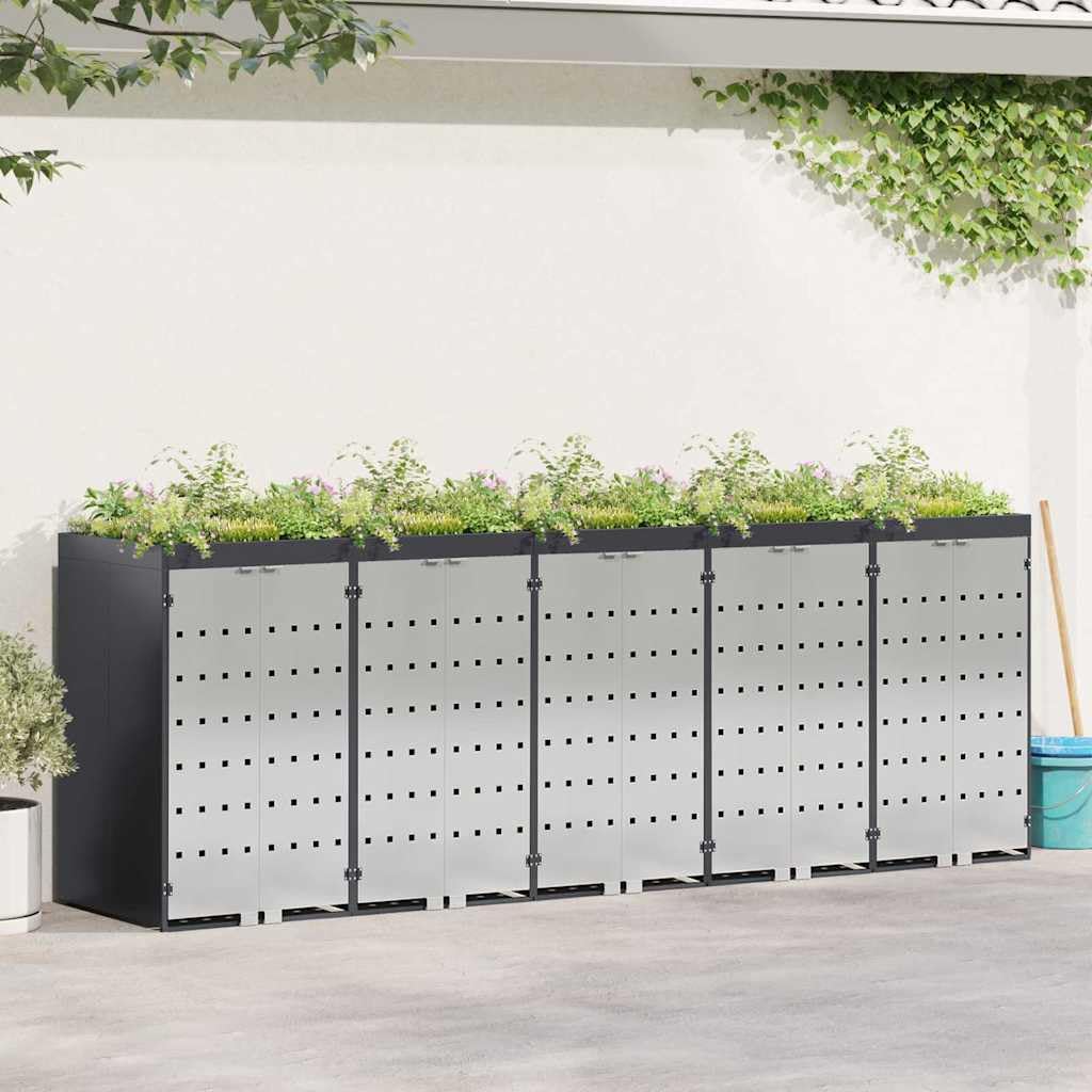 Genérico Almacenamiento de Cubos Wheelie para 3 Cubos Antracita,Casa y jardín,Productos del hogar,Accesorios para contenedores de residuos,Soportes para contenedores de residuos-3394786