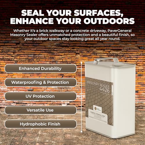 PaverGeneral Masonry Sealer 4426 - Water-Based Natural Sealant - Protects Concrete, Cement, Stone, Brick, Patios & Outdoor Retaining Walls - Eco-Friendly Hydrophobic Semi-Gloss Finish - 4 Gallon Case - Thumbnail 3