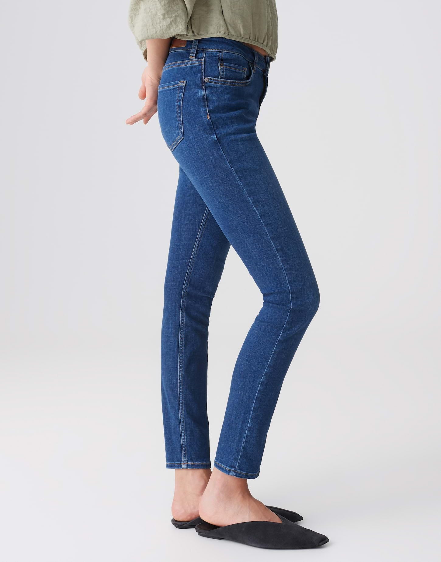 OPUS Damen Skinny | Skinny Jeans ELMA Strong Blue Low Rise aus stretchigem BCI Cotton Mix
