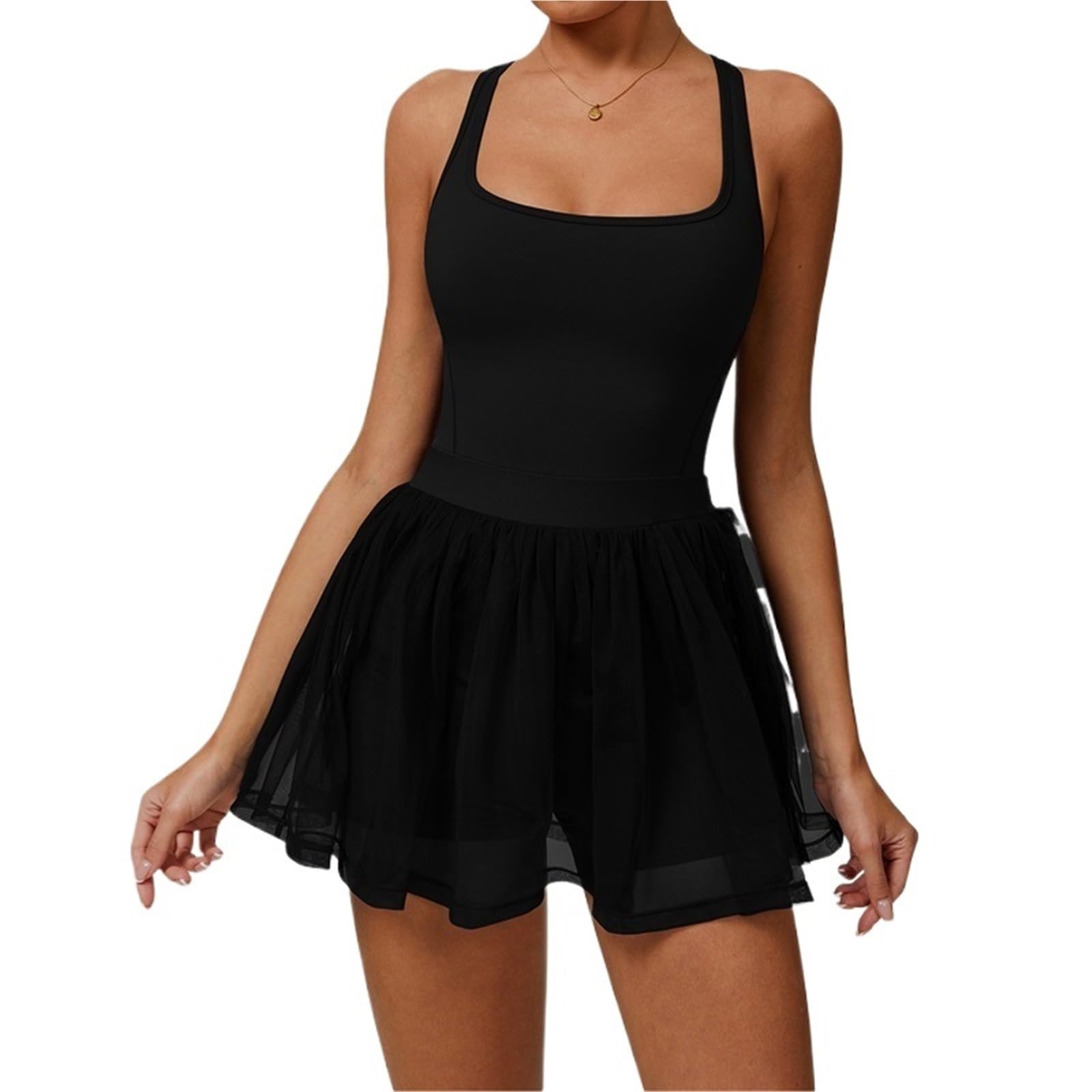 Vestido Tenis Mujer Vestido de Tenis for Mujer con Shorts incorporados, Conjuntos Vestir, Vestidos Deportivos, Vestido Acolchado