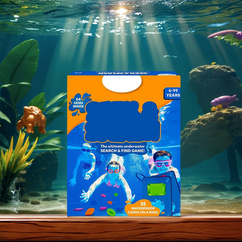 Toy Set with 64 Coloured Gemstones and Mesh Bag for Children Swimming Diving Water Games
