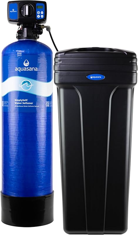 Aquasana SimplySoft Suavizante de agua para toda la casa | Grano 40K | WH-SF40-BASE | Reducción de agua dura | 15,5 GPM | Regeneración medida | Eficiencia de ahorro de sal | Tanque base y gabinete | Garantía de 5/10 años