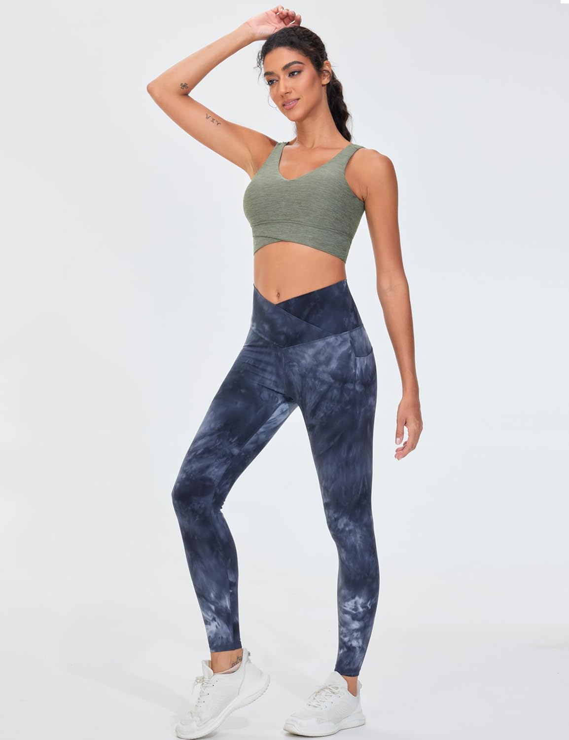 THE GYM PEOPLE Women's Padded Sports Bra V-Neck Wireless Stretchy Workout Crop Tops with Cross Hem Soft Yoga Bras - Image 6