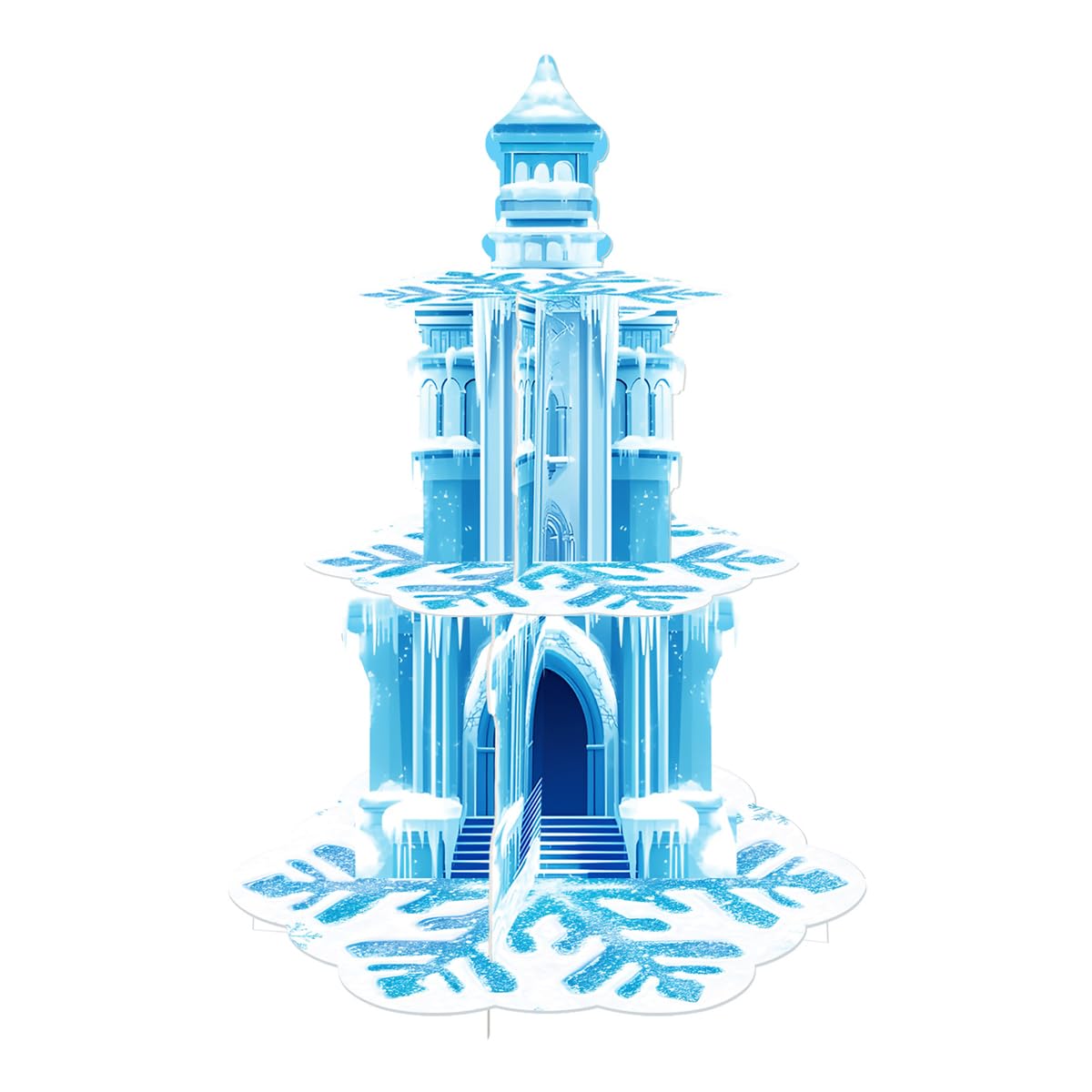 Fuwraixis Snowflake Cupcake Stand, 3-Tier Dessert Tower, Ice Castle Birthday Party Decoration, Frozen Cake decoration, Suitable for anniversaries and family gatherings
