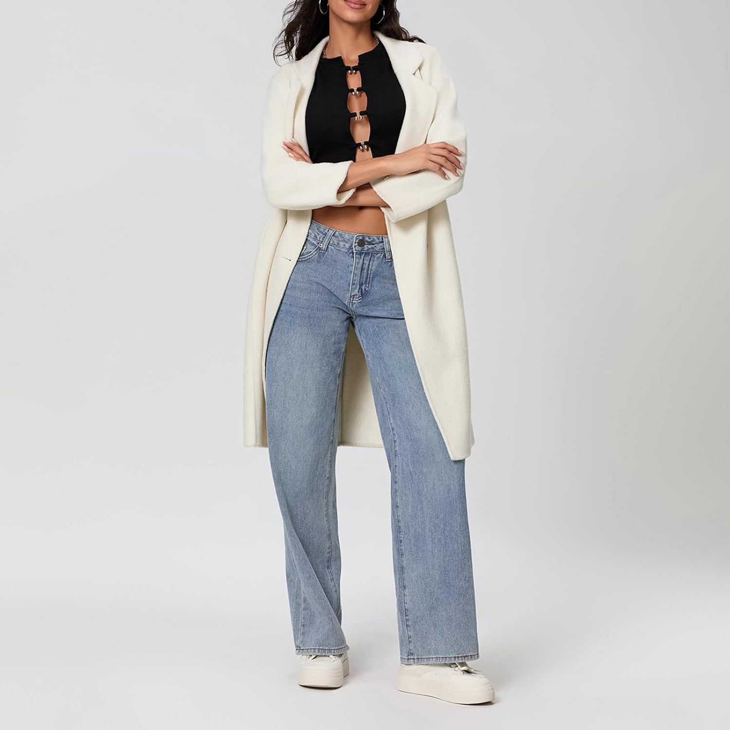 Women Y2k Low Rise Baggy Jeans Loose Fit Boyfriend Straight Wide Leg Jeans Trendy Stretch Long Denim Pants - Image 3