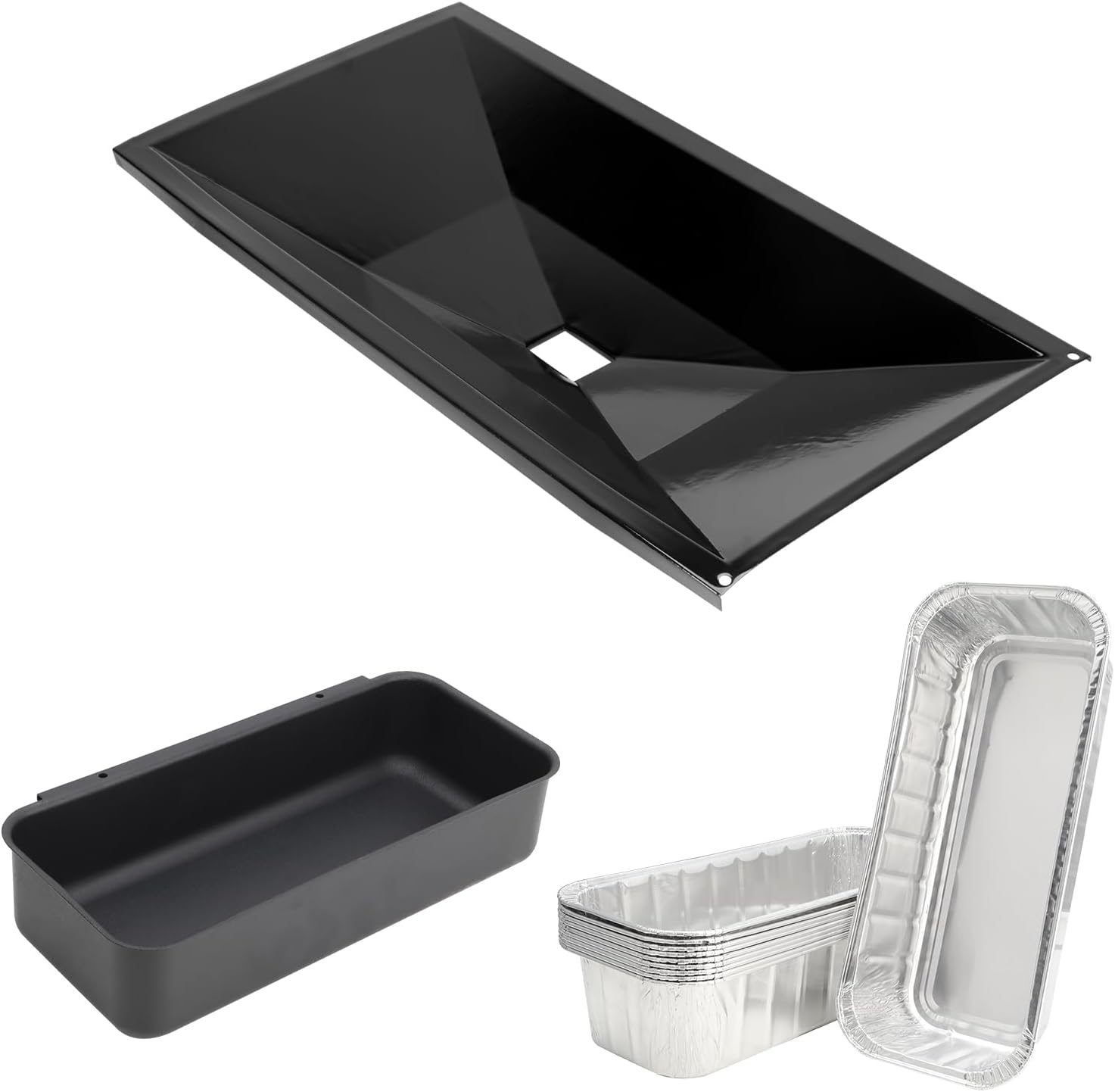 66037 Grease Tray with 70379 Catch Pan and 10-Pcs Aluminum Foil Liner for Weber Genesis II 400 & LX 400 Series Replacement Parts for Weber Genesis II E-410 E-435 S-410 S-435 & LX S440 S435 E440 SE410 For Genesis II 400 Seies