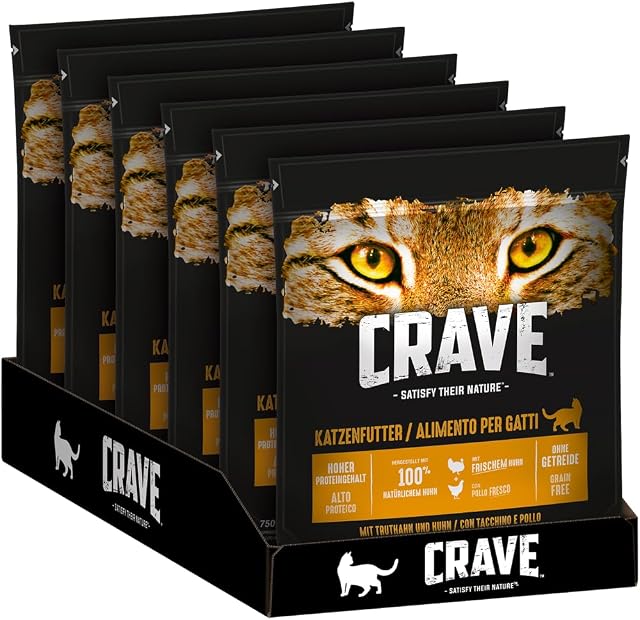 Crave Alimento seco para Adultos con Pavo y Pollo, 6 Bolsas, 6 x 750 g