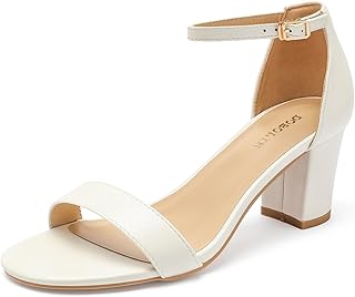 Women's Heeled Sandals Open Toe Ankle Strap 2.5-Inch Chunky Heels Dress Shoes Wide Feet Friendly - Buy now