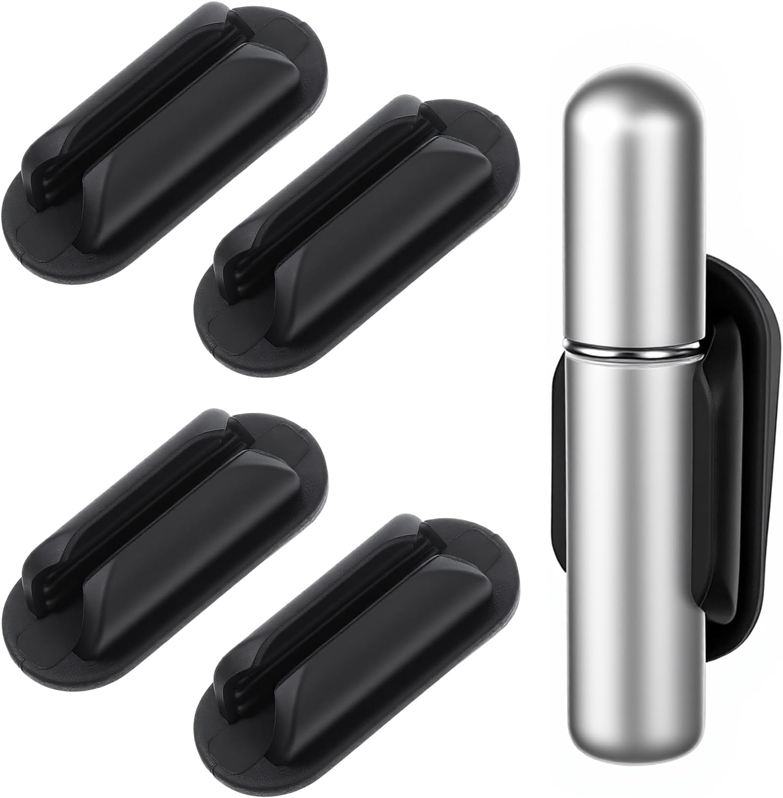 4 Pcs Car Lip Balm Holder, No Melt Universal Silicone Lipstick Holders, Silicone Vehicle Lip Balm Holder Cute Fun Aesthetic Lipstick Decor Accessories for Girl Women, Black