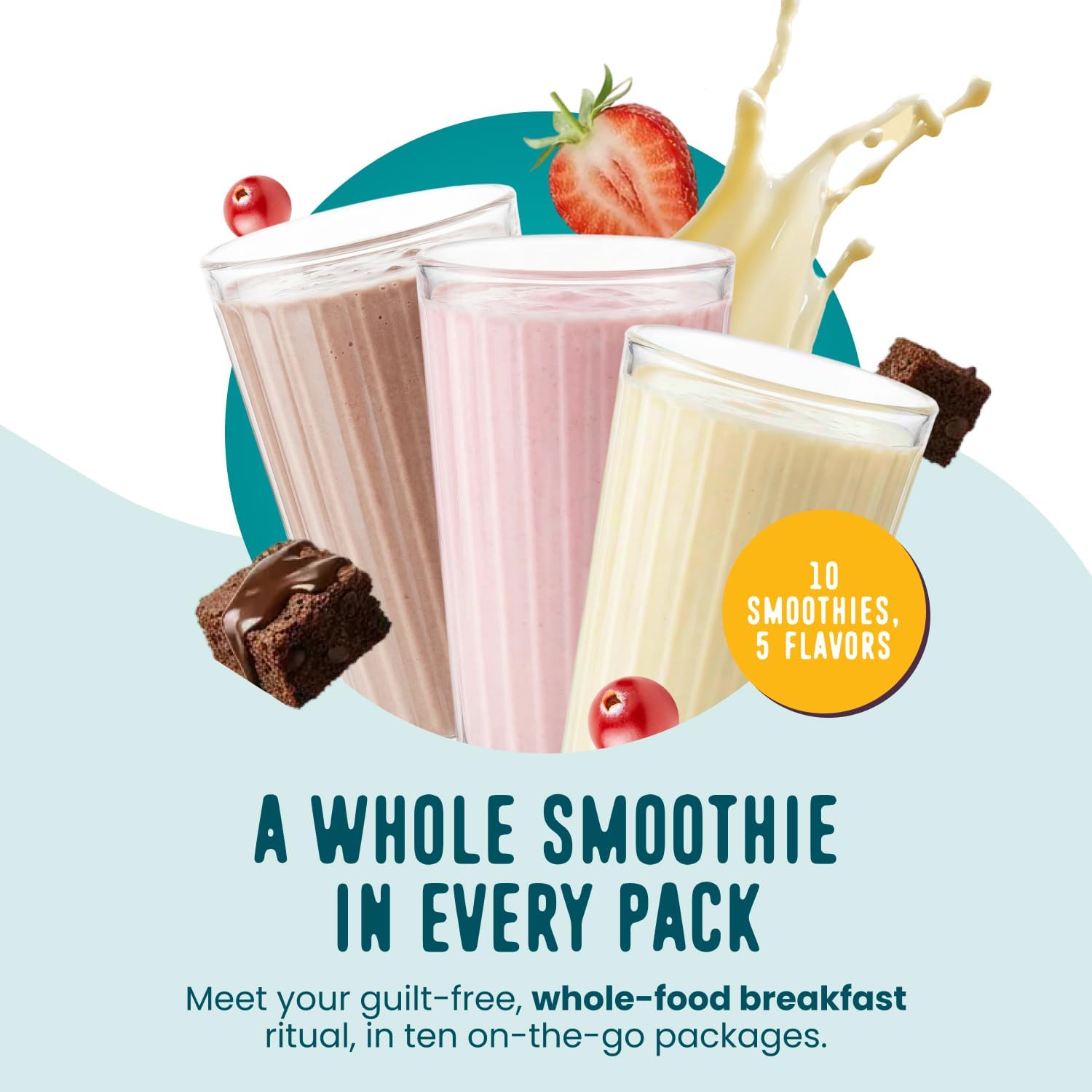 FlavCity All in One Protein Shake Powder Packets - On the Go Meal Alternative + 25g Protein & 10g Collagen, Made with Organic Reishi & Cordyceps Mushrooms - No Added Sugars, Variety 10 Pack image 2