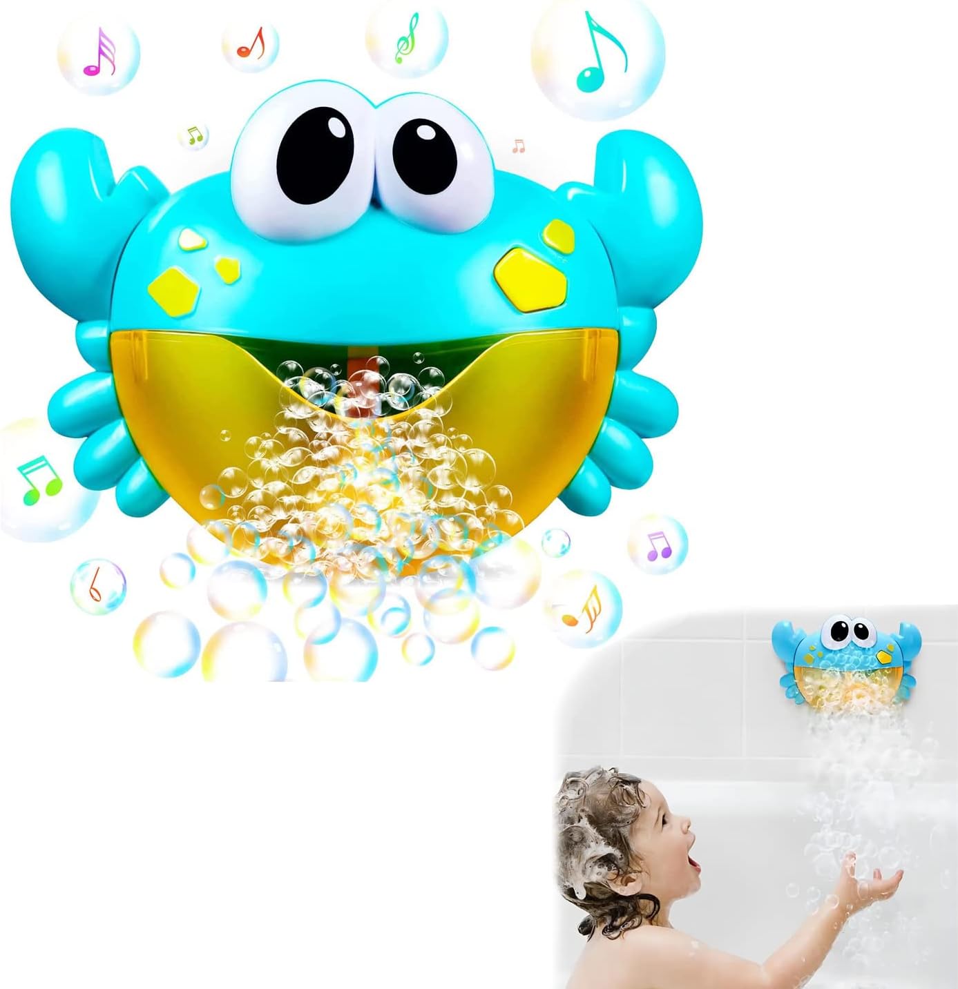 Crab Bubble Bath Maker for The Bathtub. Blows Bubbles and Plays 24 Children’s Songs – Baby, Toddler Kids Bath Toys Makes Great Gifts for Toddlers – Sing-Along Bath Bubble Machine