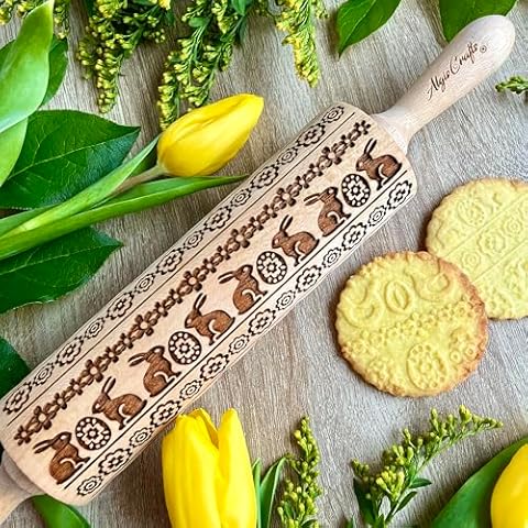 Embossing Rolling Pin embossed Dogh Roller for EASTER Embossed Cookies and Pottery by Algis Crafts (Easter Ribbon) Cover