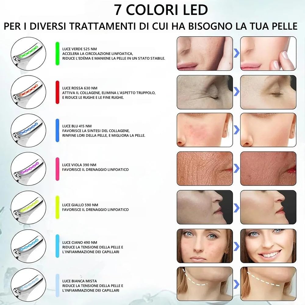 GLOW GEN Pure - Massaggiatore viso - Edizione Lifting Dispositivo di Bellezza per Viso e Collo 7 in 1, EMS 3 Modalità, Massaggio LED Intelligente, Riduzione Rughe e Tonificazione a 45°C