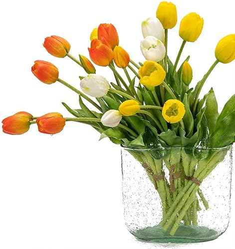 Miniatura 17 de 15 flores de tulipanes artificiales, ramo de látex de tacto real, tulipanes falsos para oficina, boda, fiesta, hogar, cocina, jardín