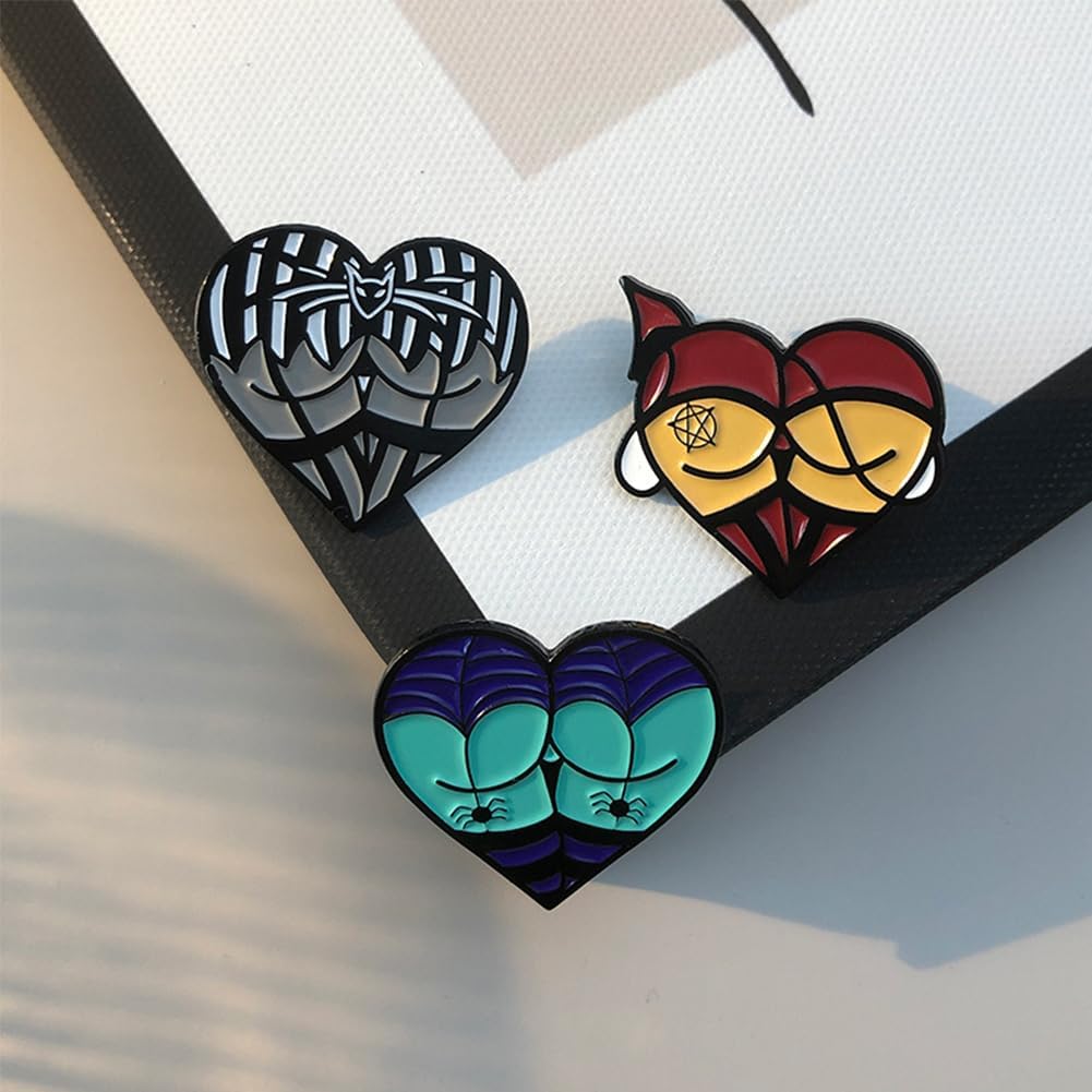 Halloween Pin Brooch Spider Bat Horror Enamel Pin Sets for Women Men Gothic Heart Lapel Badge Pins for Clothes Suits Backpacks Holiday Party Jewelry Gift 6 Pcs/set