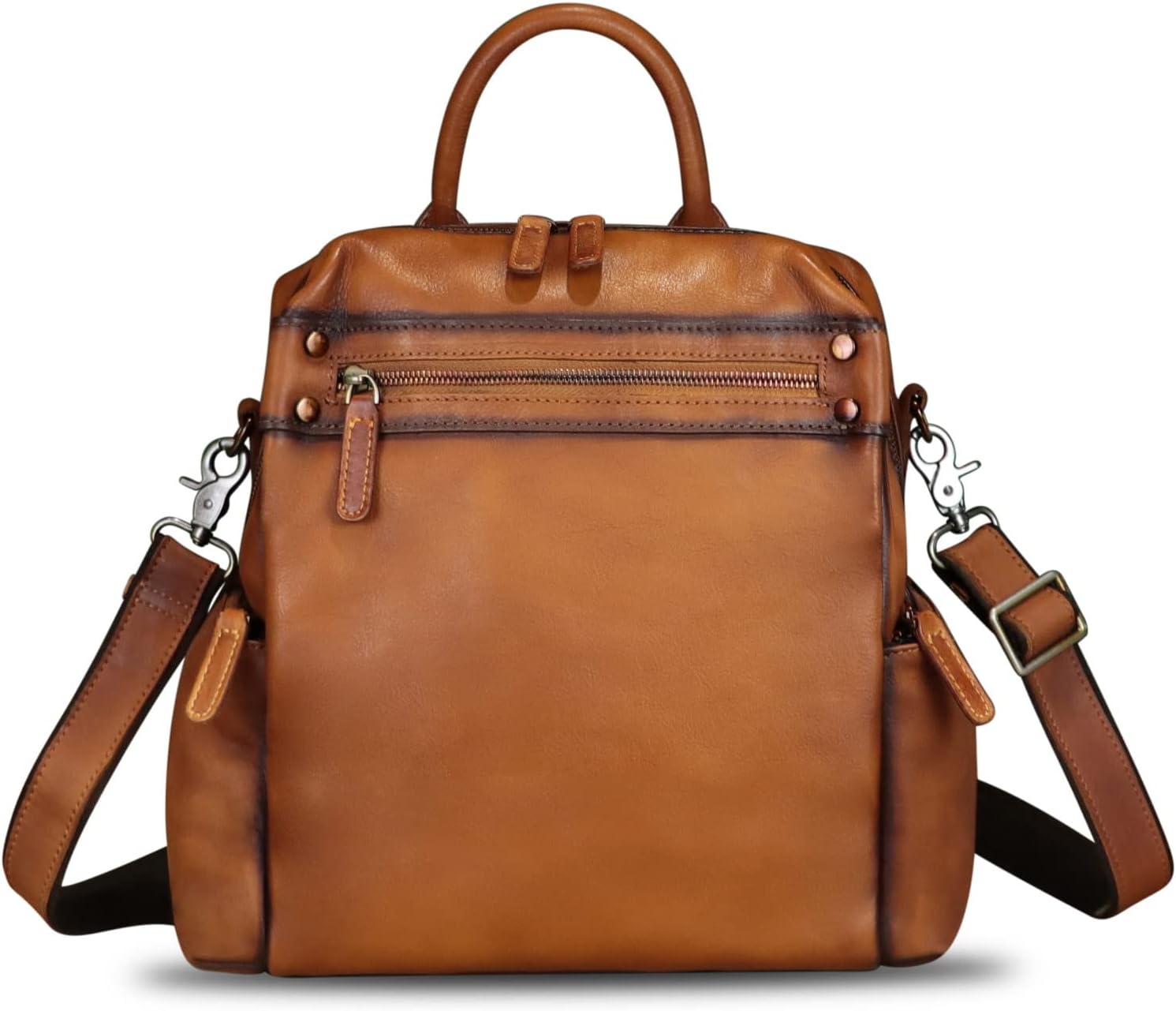 Genuine Leather Backpack Purse for Women Vintage Casual Daypack Knapsack Handmade Rucksack Convertible Shoulder Bag (Brown) Medium - Image 3