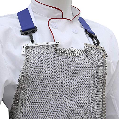 Stainless Steel Chain Mail Cut Resistant Apron Safety Work Knife Proof Butcher Apron Adjustable Shoulder Strap (Small） #TOP1