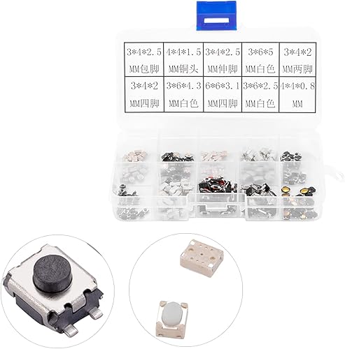 Miniatura 8 de Tactile Push Button Micro Switch 250Pcs Tactile Push Button Micro Switch Assortment for Car Remote Control Key with Box Pressure switches Touch 12v