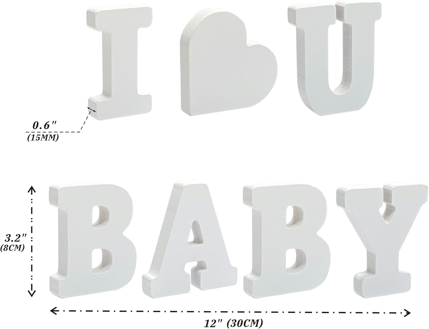 3 Inch 56 Pieces White Wood Letters Table Standing Alphabet Letters for Crafts Wedding Party Home Decor