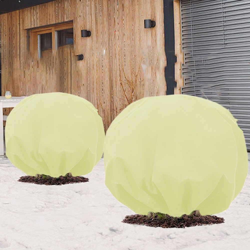 Copertura protettiva per piante in tessuto non tessuto spesso, isolamento invernale per esterni, per piante da giardino, confezione da due con diverse dimensioni, beige