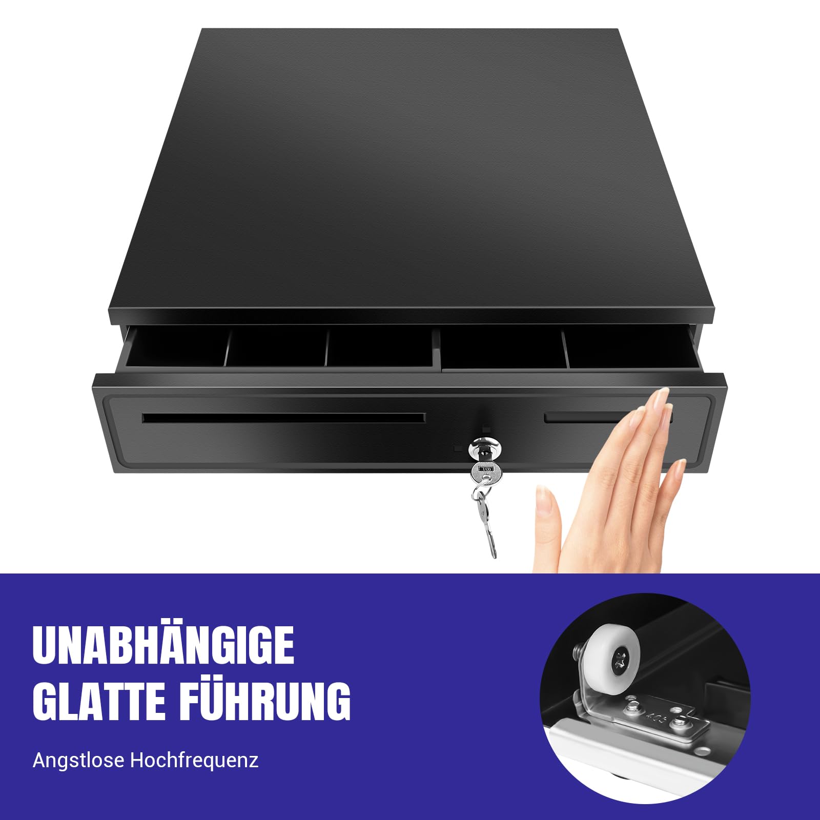 Cash Drawer box Storage Holder 5 bill & 5 vassoi portamonete rimovibile auto manuale Open Key Lock RJ11 interfaccia per registratore di cassa stampante POS negozio supermercato hotel, UK stock