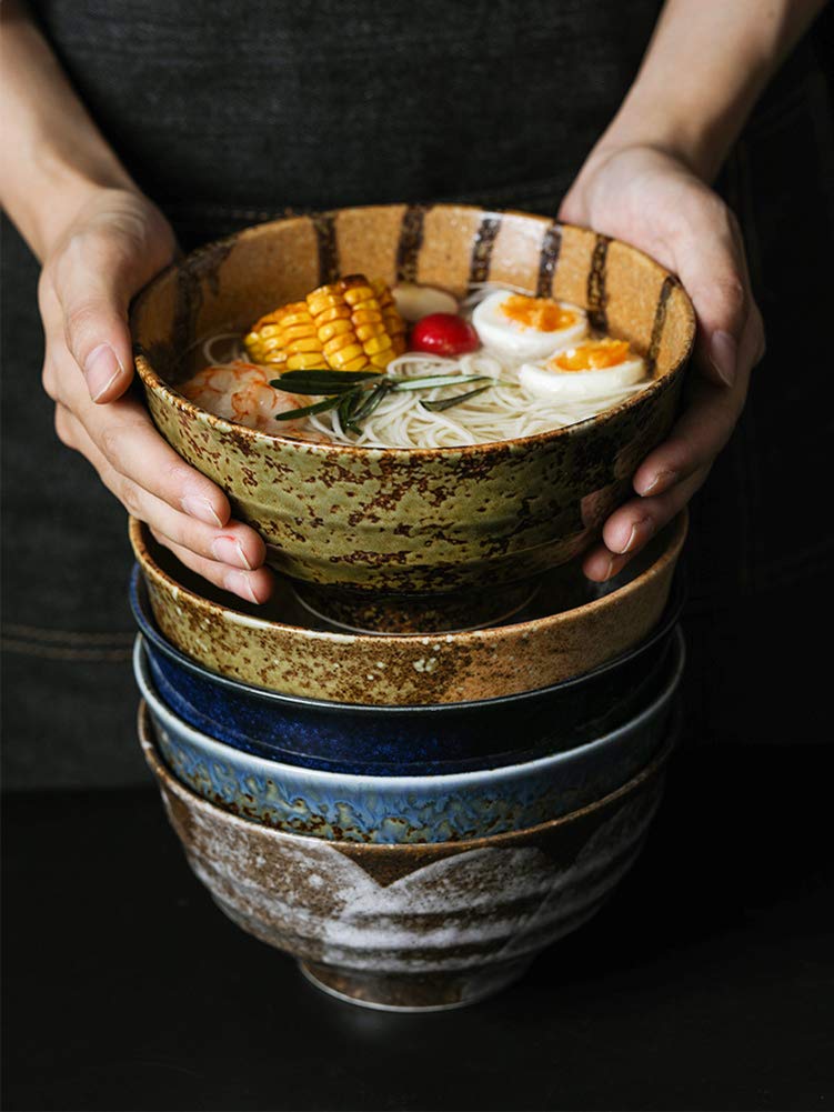 Ceramiczna miska ramenowa w stylu japońskim, duża miska do serwowania, ceramiczne naczynia do serwowania, zupa salad, miska do mieszania owoców, miski na płatki śniadaniowe i makaron