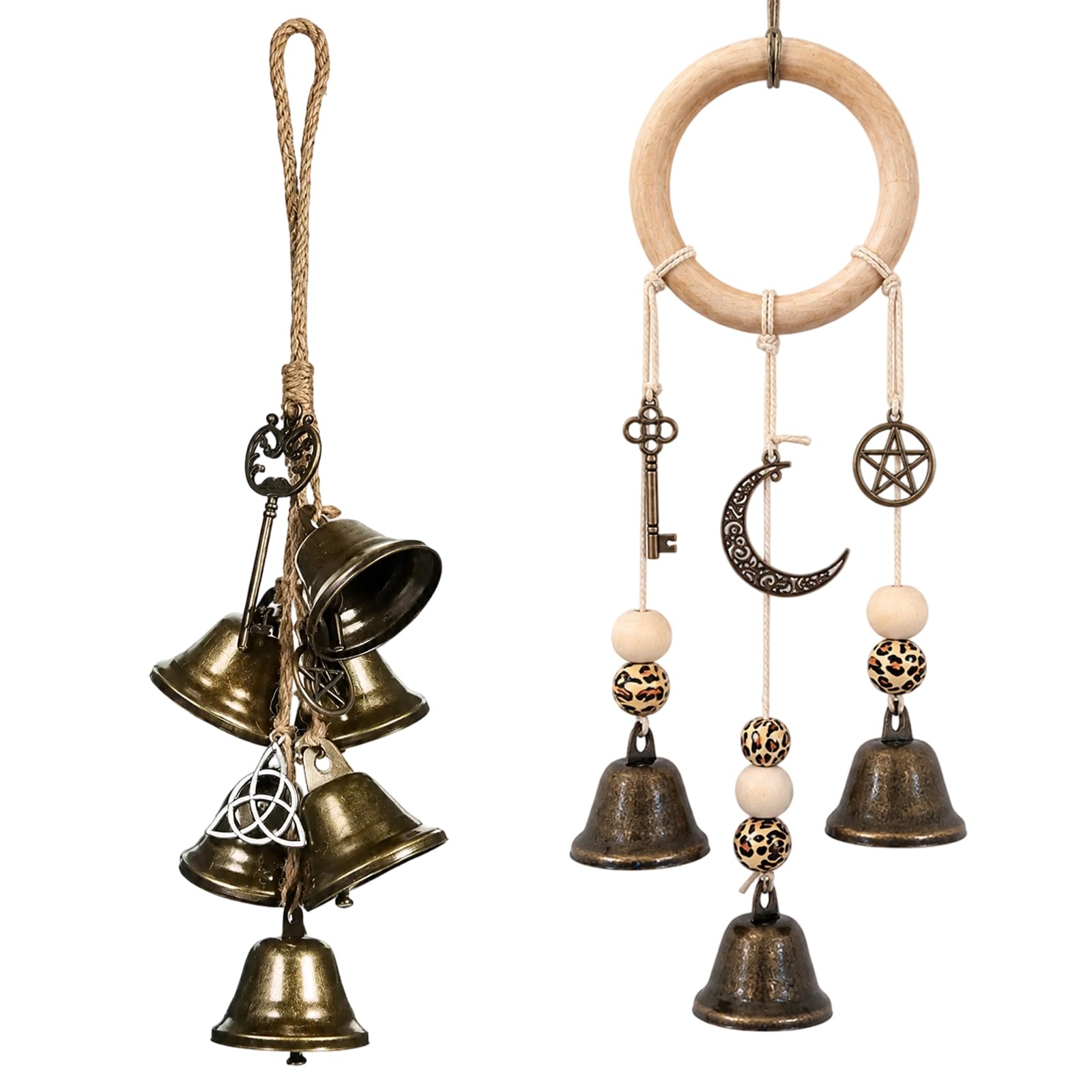 2 Pcs Witch Bells, Witch Bells and Cottage Core Decor, Wind Chimes for Outdoor UK and Indoor Use, Garden Window Ornaments, For Door Protection Ceremonies And Spiritual Spaces