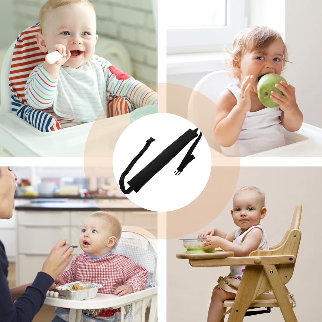 GXGM 1 Pezzi Cinture Seggiolone Pappa Universale, Cinturino Sicurezza Bambini, Cinghia Passeggino,Adatto Per Sdraietta Neonati, Sedie E Carrelli Per Stokke Tripp Trapp(Nero)