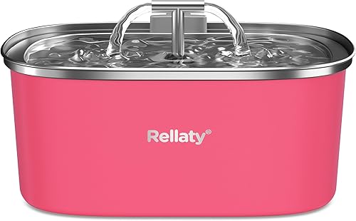 Miniatura 1 de Fuente de agua para gatos de acero inoxidable fuente para mascotas de 3.2L108 onzas, dispensador automático de bebida, suministros de alimentación y