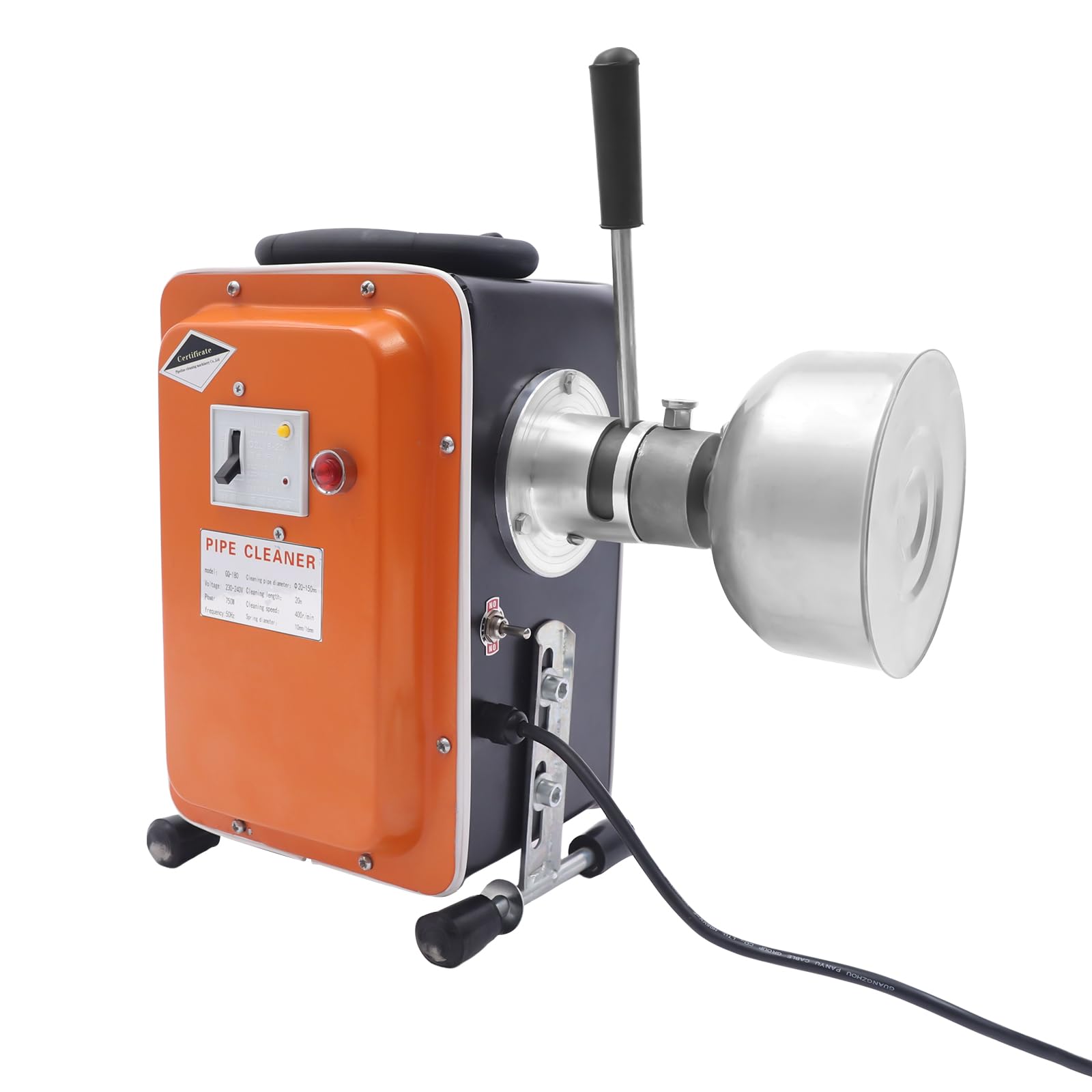 Buisreinigingsmachine, 750 W, afvoerreiniger, buisreiniger, buisreinigingsapparaat, toepasbare buisdiameter 20-110 mm, voor afvoer in badkamer of keuken