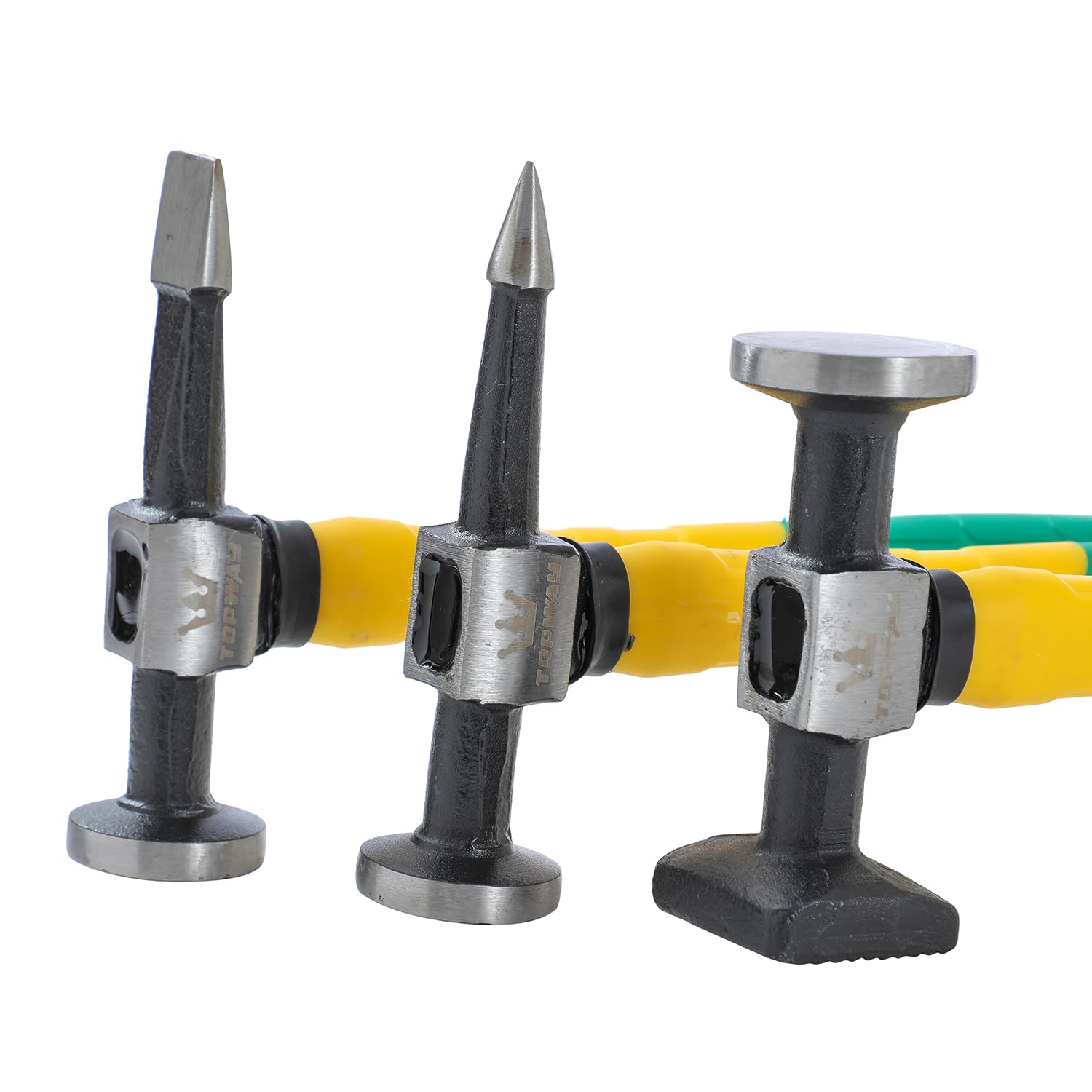 TOPWAY 9‑tlg. Profi‑Karosserie‑Dellen Reparaturset – Hammer mit Fiberglasgriff, Dollies – für Beulenentfernung & Lackierarbeiten