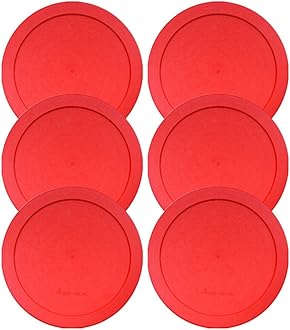 Lids for Pyrex and Anchor Round Glass Containers (2-Cups, Red-6 PACK)