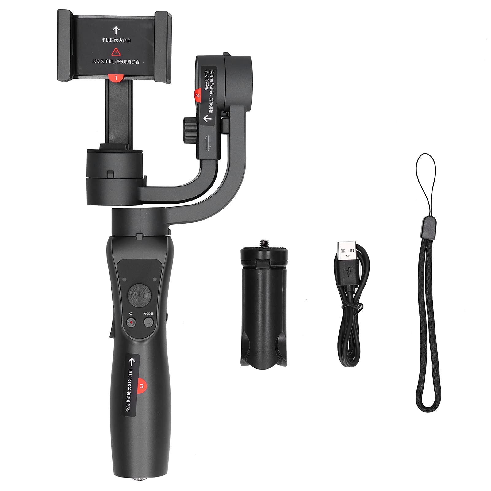 Denash Stabilizzatore a Gimbal Portatile PER Smartphone, Batteria da 4000Mah, Tracciamento del Viso e 12H ANTI SCOPE PER IOS, Android