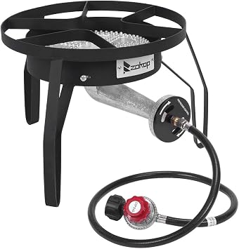 Vasitelan Propane Gas Burners for Outdoor Cooking, 200, 000 BTU Single Burner Outdoor Propane Gas Stove Cooker,Adjustable Regulator for Camping,Turkey Fry,Backyard,Soup Boiling Style 2