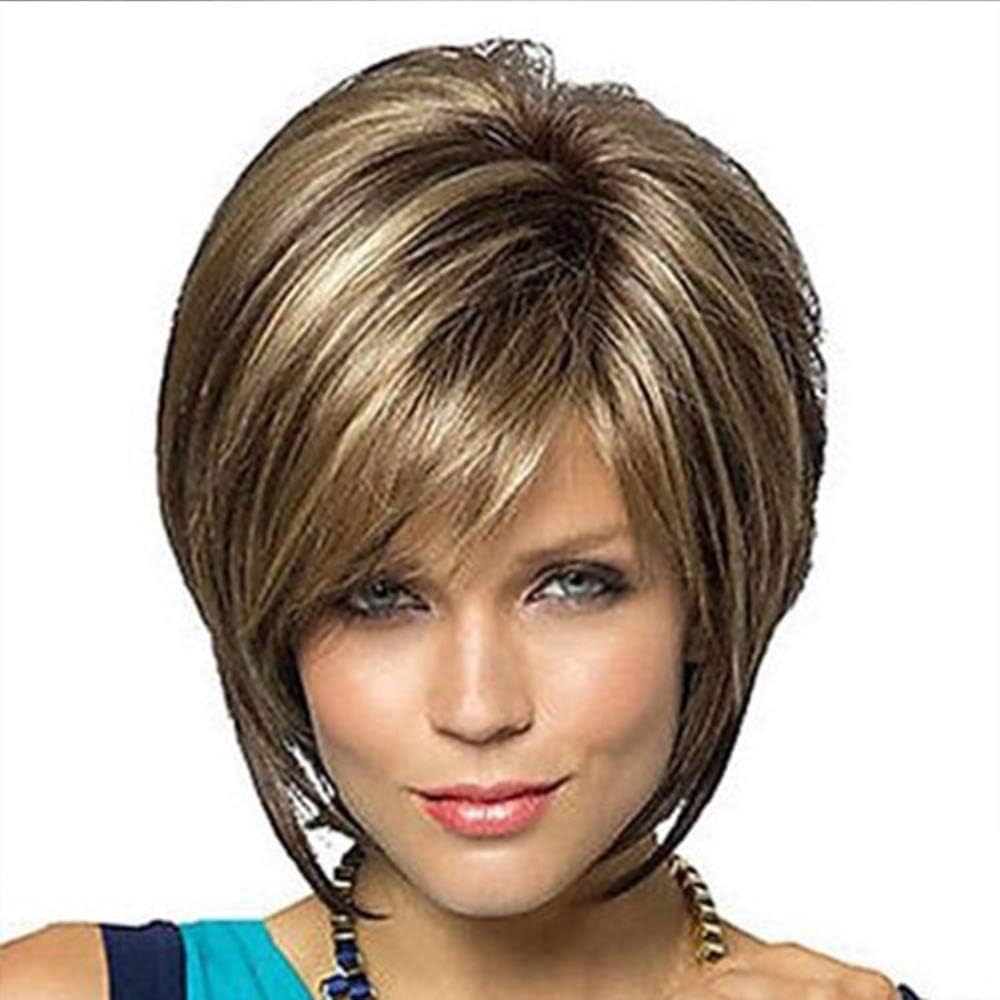 Fleurapance Short Natural Women's Ladies Bob style Bobo Head Ladies' Blonde Straight Curly Curls Wavy Wave Heat Resistant Fashion Charming Synthetic As Real Human Hair Wigs