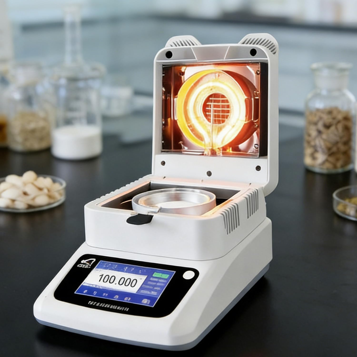 Medidor de humedad digital, analizador de calefacción halógeno, precisión de 0,001 g, probador de temperatura ajustable para té y polvos químicos, portátil 110 V-120 V