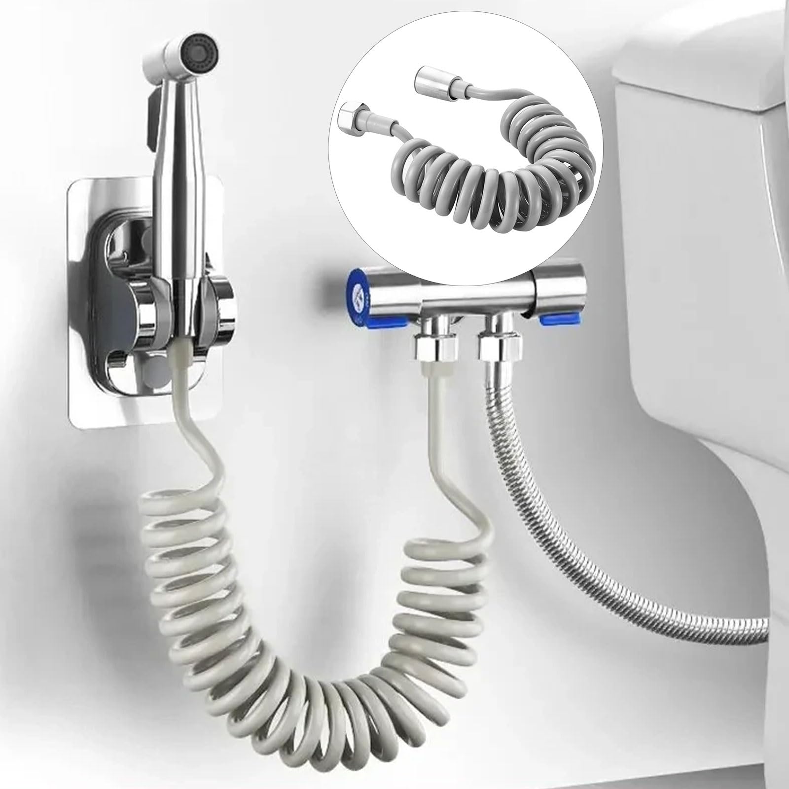 Feder-Duschschlauch 3 Meter, Einziehbar | Universal Für Handbrause, Waschbecken, Spritzpistole