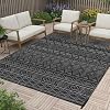 RURALITY Outdoor Rugs 9’x12′ Waterproof for Patios Clearance,Plastic Straw Mats for Backyard,Porch,Deck,Balcony,Black&Grey