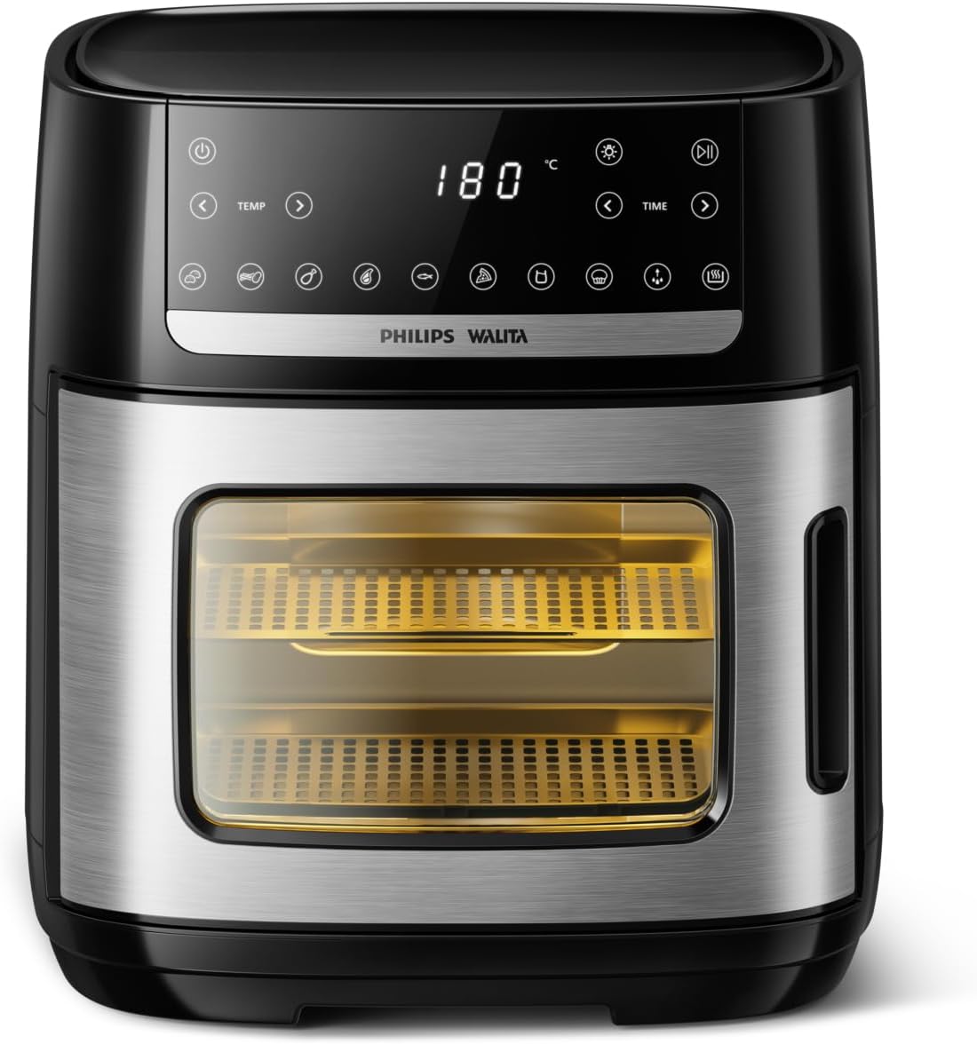 Philips Walita Airfryer Forno Série 5000 – Fritadeira sem Óleo 12L, 4 Acessórios, Tela Touch com 10 Programas, Timer 24h, Inox com Janela Transparente (AI551/09)
