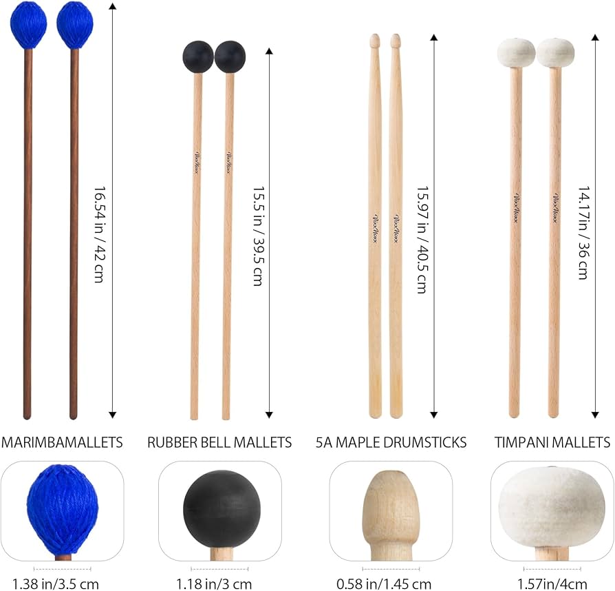 ティンパニマレット　4組 Amazon | VixxNoxx ドラムマレットキット – 4組 (フェルトティンパニ
