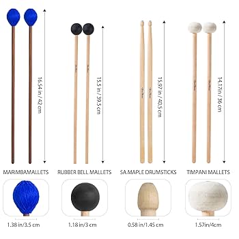 マリンバマレット　ティンパニ、ドラムセットマレット Amazon | VixxNoxx ドラムマレットキット – 4組 (フェルト