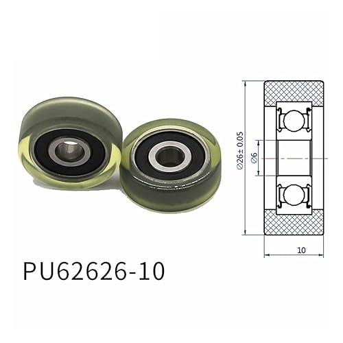 Miniatura 2 de Diameter 26mm, PU Polyurethane Bearing,Rubber Coated Soft PulleyRoller, Width 10mm Kindly