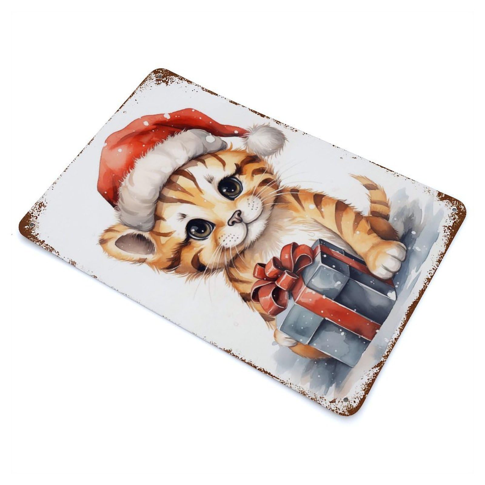 Distressed Metal Wall Sign Jolly Puppy Tiger 11.8"x7.9", Vintage Wall Decor for Cafe, Home Bar And Lounge Decor