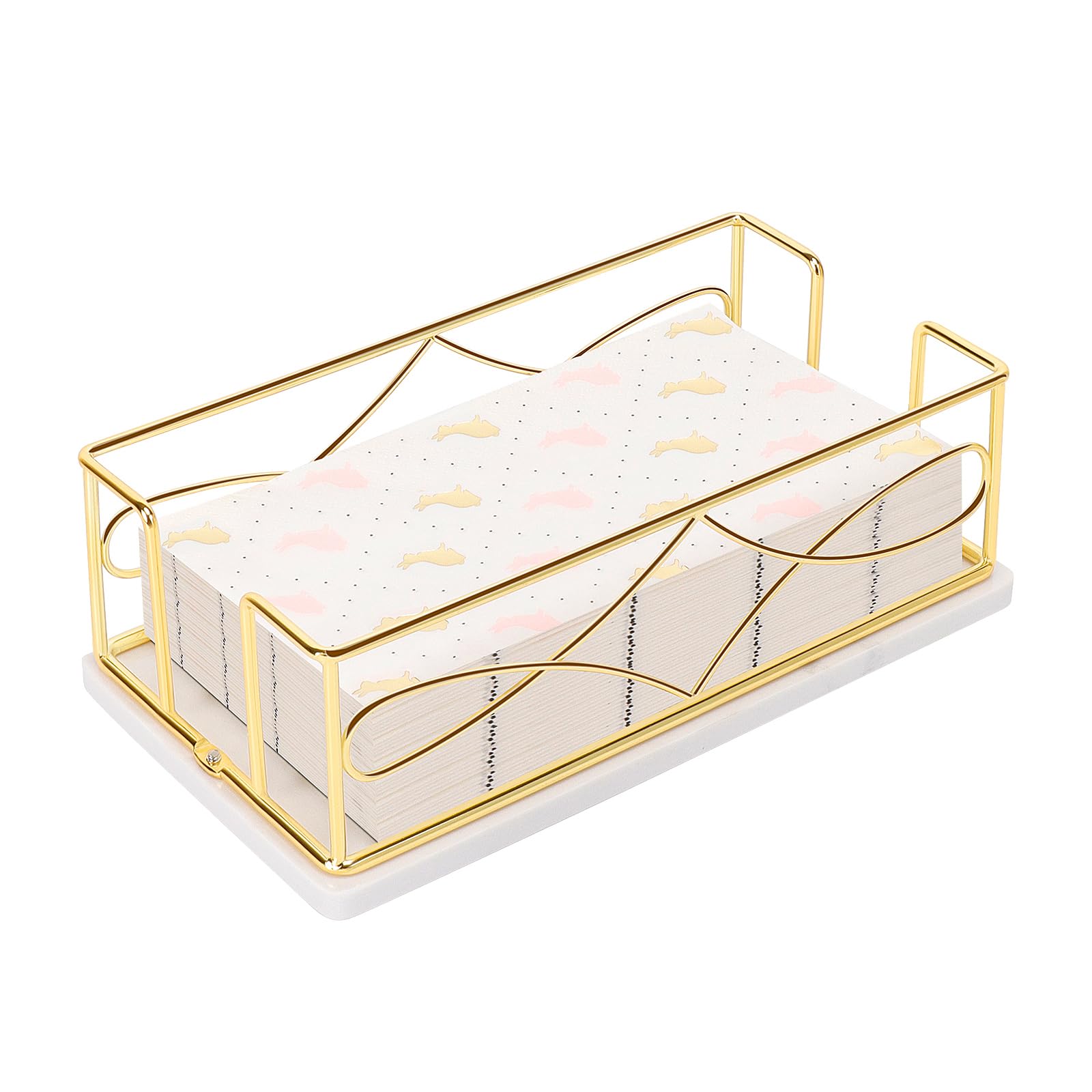 Servilletero con base de mármol, dispensador de papel de toalla de invitados para mesa, moderno soporte de servilletas de metal, ideal para todos los accesorios de decoración de cocina