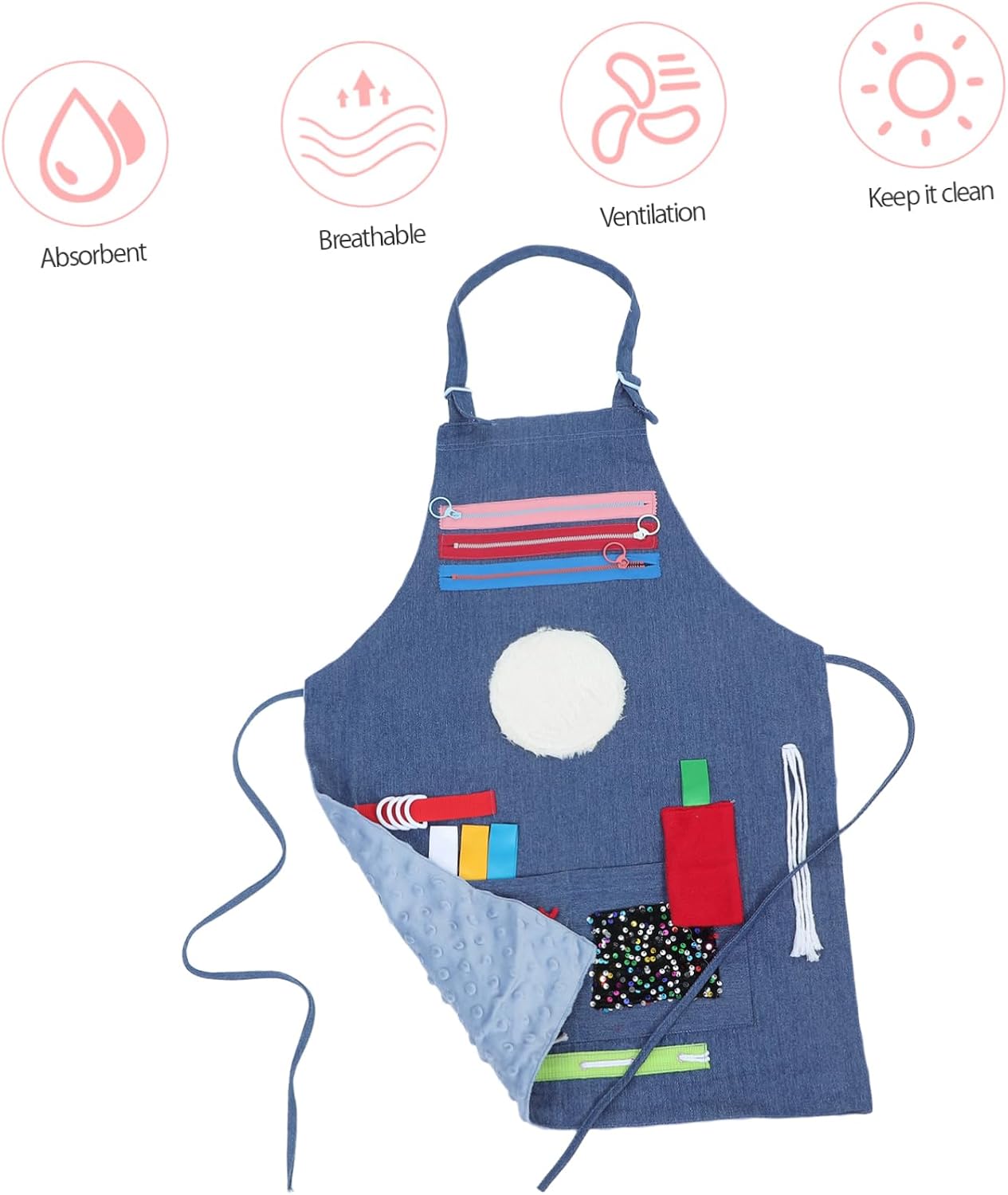 Alipis Sensory Blanket Apron for Adults Multifunctional Activities Therapy Tool for Seniors Features Touch User-friendly Design Satin Ribbon