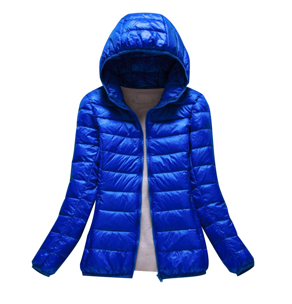 Abrigo Plumas con Capucha Mujer Abrigos Acolchado Plumiferos Ligeros Chaquetas Chaquetones Plumon Anorak Plumifero Corto Cazadoras Chaqueta Acolchada Mujer Plumas Ultralight Invierno Zafiro L