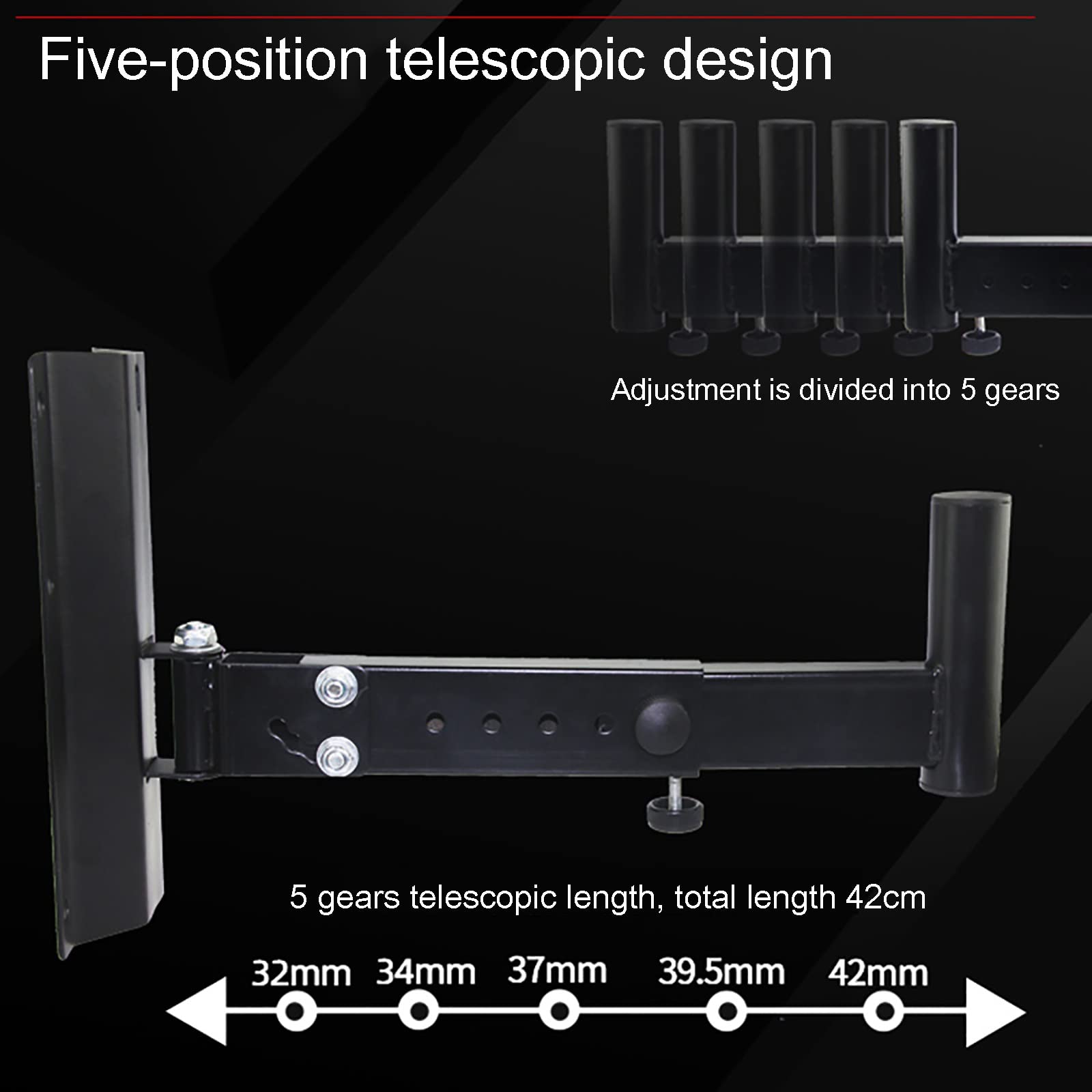 TEmkin Soporte para Altavo,Soportes de Montaje en Pared para Altavoces, Soportes metálicos Resistentes de 110 Libras, Ajuste telescópico, Giro de 180 Grados, para instalaciones de Altavoces PA