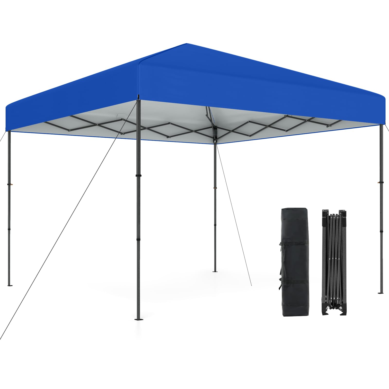 SPOTRAVEL Pop Up Gazebo Tent, 3 x 3 m Portable Instant Canopy with Carry Bag, Height Adjustable Outdoor Gazebo Event Shelter (300 x 295cm, Blue)