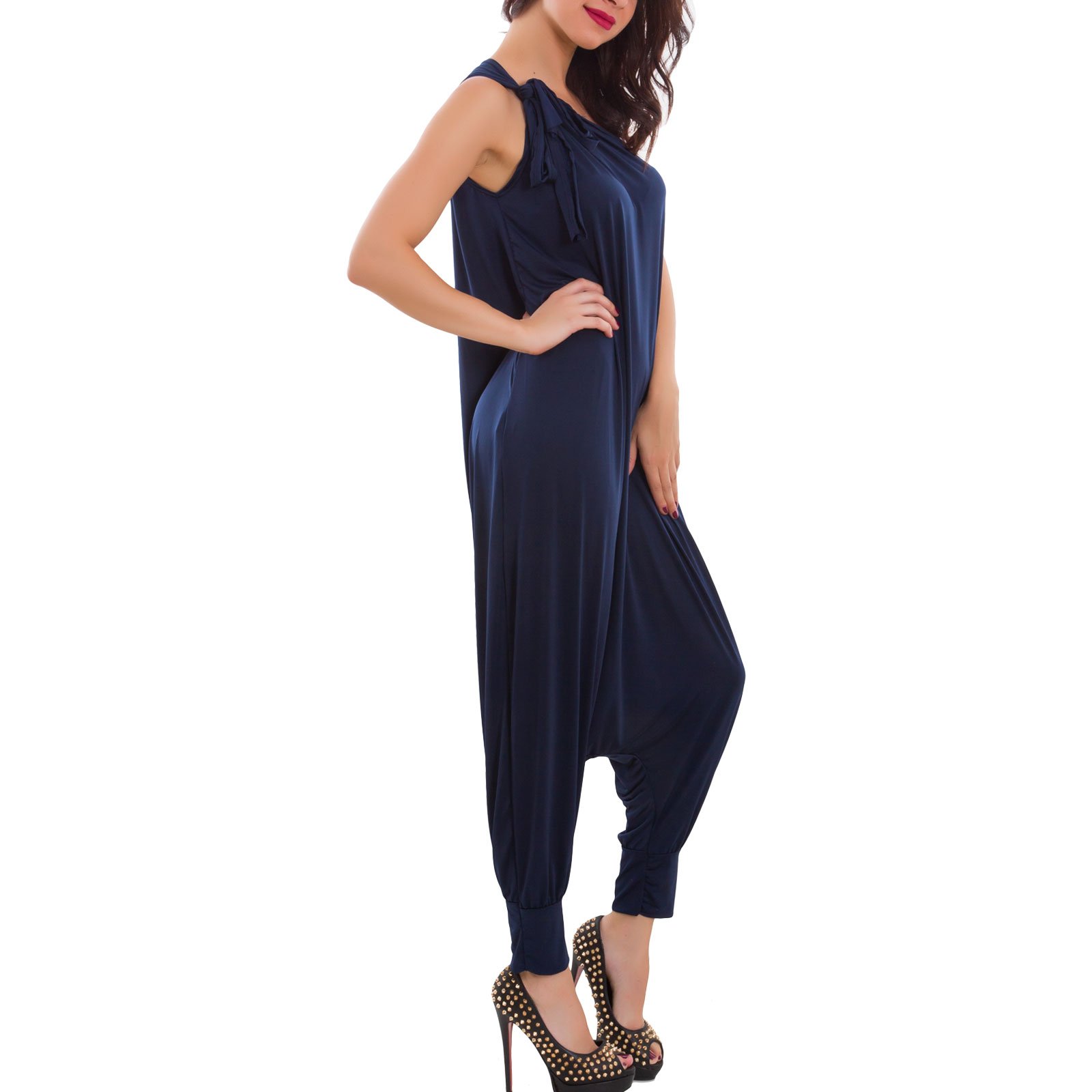 Toocool - Overall Donna Harem Turca Pantaloni Tutina Tuta Monospalla Fiocco Nuovo FI-2610